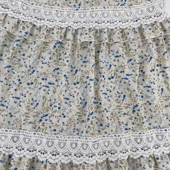 Prairie Maxi Dress Floral Lace Romantic Cottagecore Coastal Cowgirl Boho Size M - Picture 11 of 13